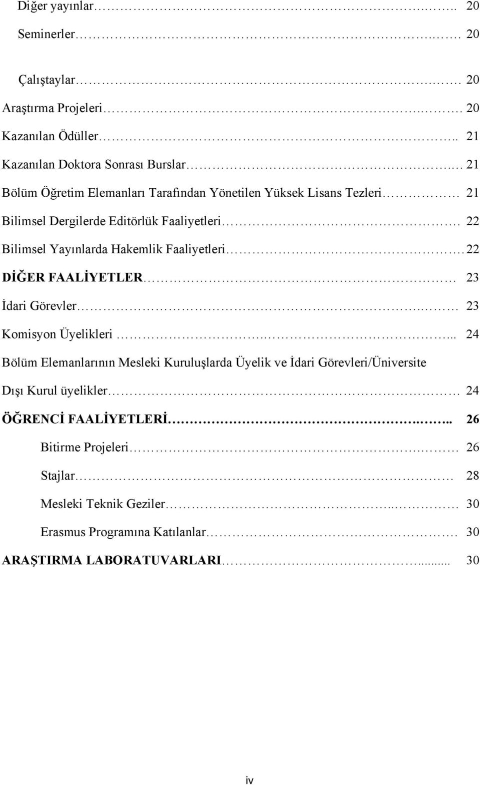 22 Bilimsel Yayınlarda Hakemlik Faaliyetleri. 22 DİĞER FAALİYETLER 23 İdari Görevler. 23 Komisyon Üyelikleri.