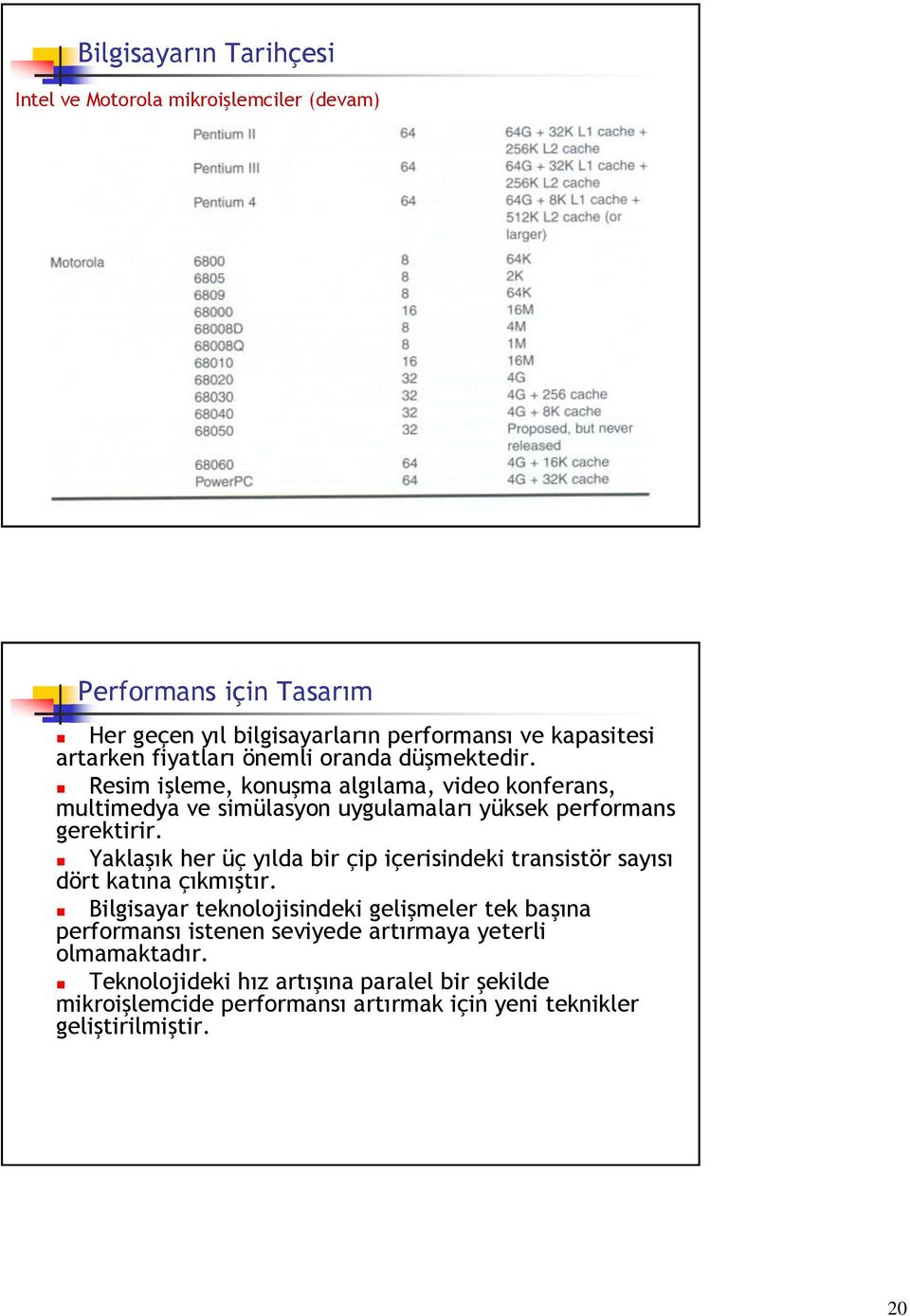 Yaklaşık her üç yılda bir çip içerisindeki transistör sayısı dört katına çıkmıştır.