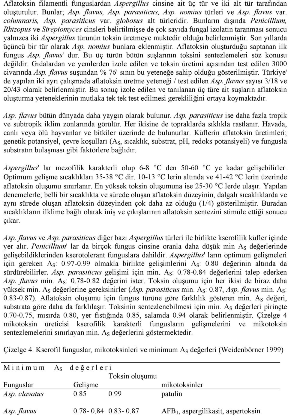 Bunların dışında Penicillium, Rhizopus ve Streptomyces cinsleri belirtilmişse de çok sayıda fungal izolatın taranması sonucu yalnızca iki Aspergillus türünün toksin üretmeye muktedir olduğu