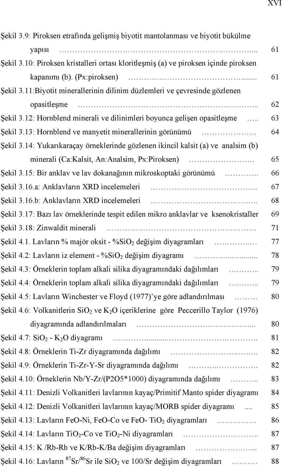 . 63 Şekil 3.13: Hornblend ve manyetit minerallerinin görünümü 64 Şekil 3.14: Yukarıkaraçay örneklerinde gözlenen ikincil kalsit (a) ve analsim (b) minerali (a:kalsit, An:Analsim, Px:Piroksen).