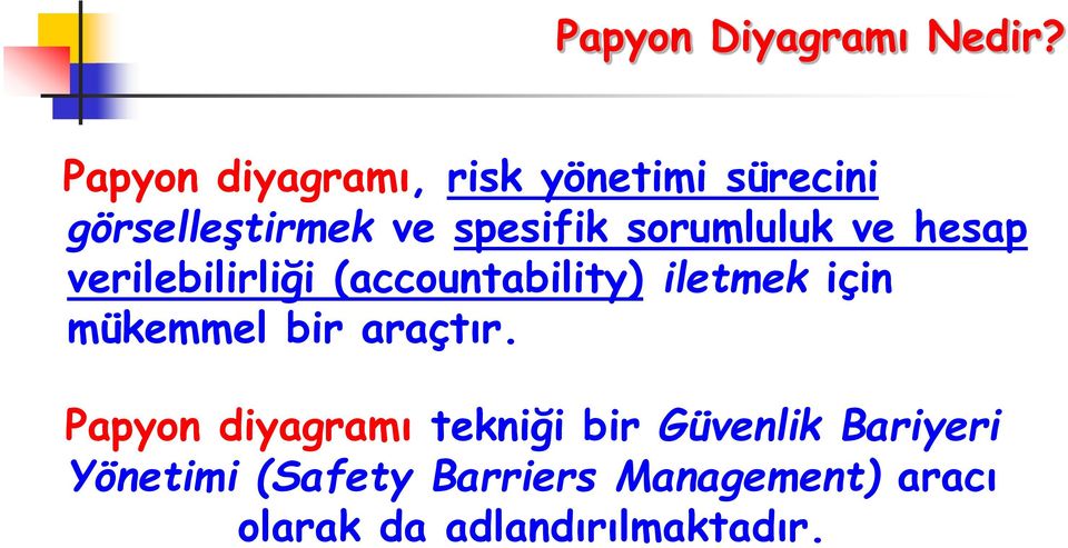 sorumluluk ve hesap verilebilirliği (accountability) iletmek için mükemmel