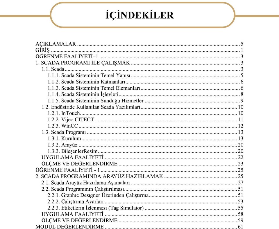 .. 10 1.2.2. Vijeo CITECT... 11 1.2.3. WinCC... 12 1.3. Scada Programı... 13 1.3.1. Kurulum... 13 1.3.2. Arayüz... 20 1.3.3. BileşenlerResim... 20 UYGULAMA FAALİYETİ... 22 ÖLÇME VE DEĞERLENDİRME.