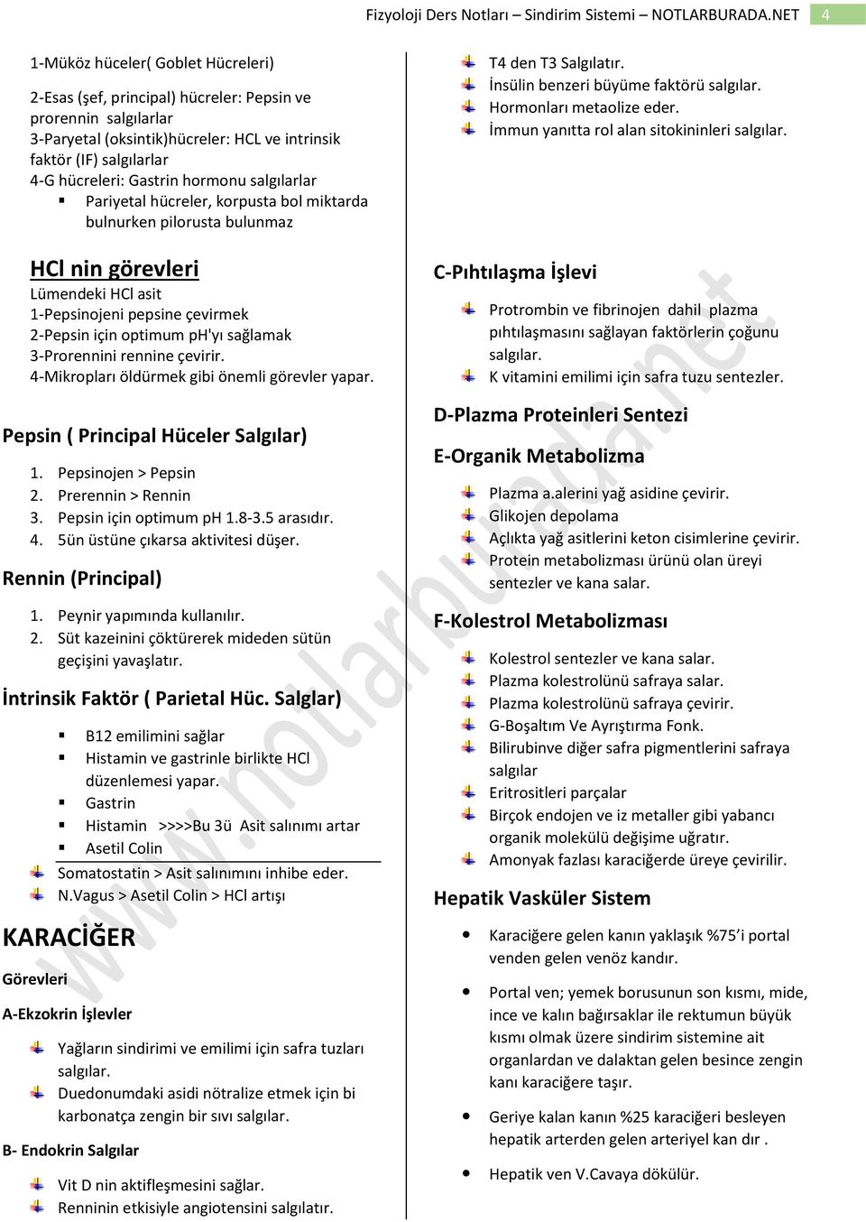 3-Prorennini rennine çevirir. 4-Mikropları öldürmek gibi önemli görevler yapar. Pepsin ( Principal Hüceler Salgılar) 1. Pepsinojen > Pepsin 2. Prerennin > Rennin 3. Pepsin için optimum ph 1.8-3.