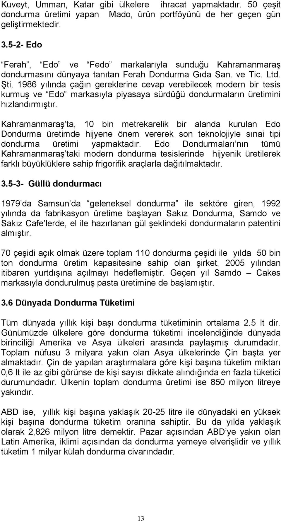 Şti, 1986 yõlõnda çağõn gereklerine cevap verebilecek modern bir tesis kurmuş ve Edo markasõyla piyasaya sürdüğü dondurmalarõn üretimini hõzlandõrmõştõr.