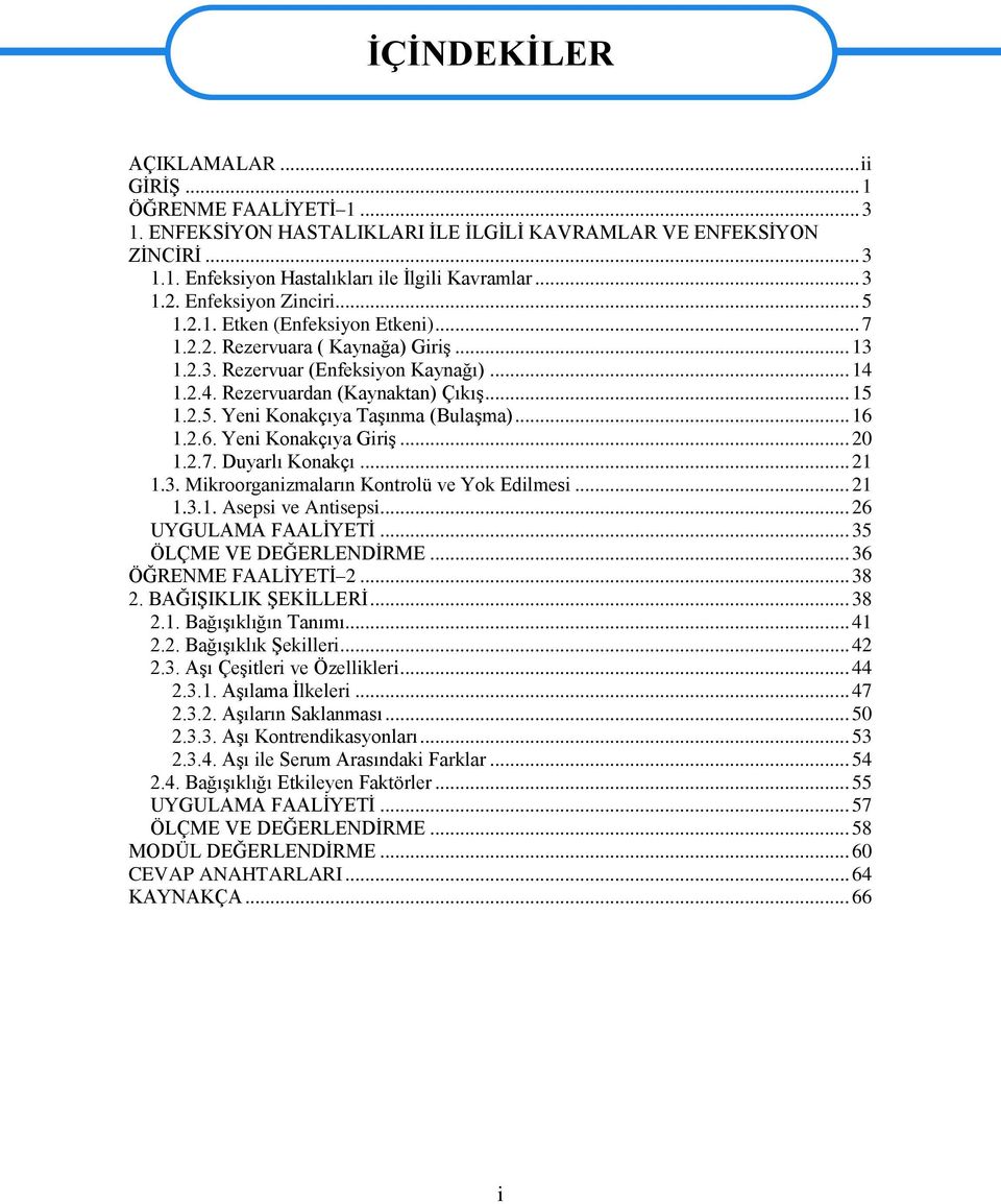 .. 16 1.2.6. Yeni Konakçıya Giriş... 20 1.2.7. Duyarlı Konakçı... 21 1.3. Mikroorganizmaların Kontrolü ve Yok Edilmesi... 21 1.3.1. Asepsi ve Antisepsi... 26 UYGULAMA FAALİYETİ.