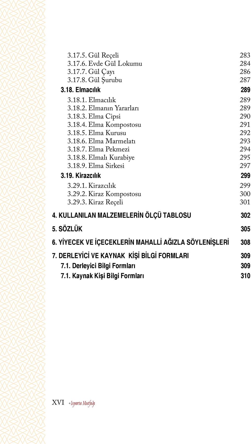 Kirazcılık 299 3.29.1. Kirazcılık 299 3.29.2. Kiraz Kompostosu 300 3.29.3. Kiraz Reçeli 301 4. KULLANILAN MALZEMELERİN ÖLÇÜ TABLOSU 302 5. SÖZLÜK 305 6.