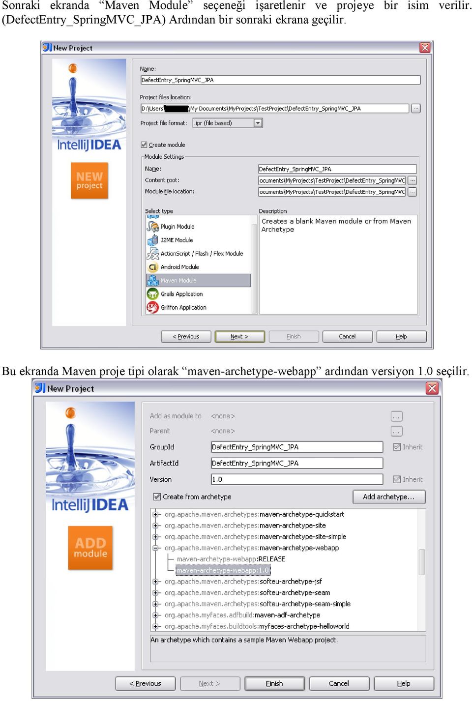 (DefectEntry_SpringMVC_JPA) Ardından bir sonraki ekrana