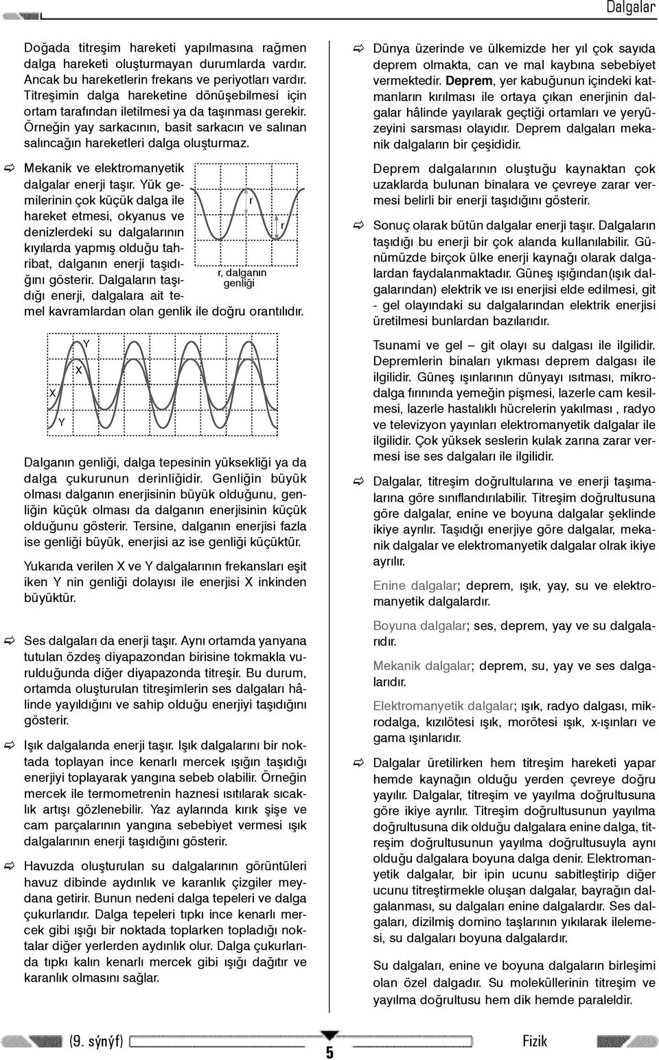 Mekanik ve elektromanyetik dalgalar enerji taþýr.