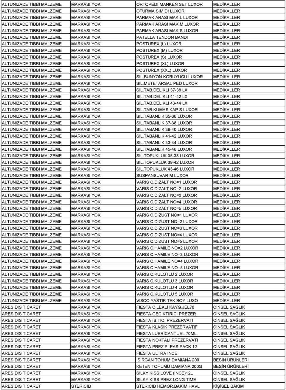 S LUXOR MEDİKALLER ALTUNIZADE TIBBI MALZEME MARKASI YOK PATELLA TENDON BANDI MEDİKALLER ALTUNIZADE TIBBI MALZEME MARKASI YOK POSTUREX (L) LUXOR MEDİKALLER ALTUNIZADE TIBBI MALZEME MARKASI YOK