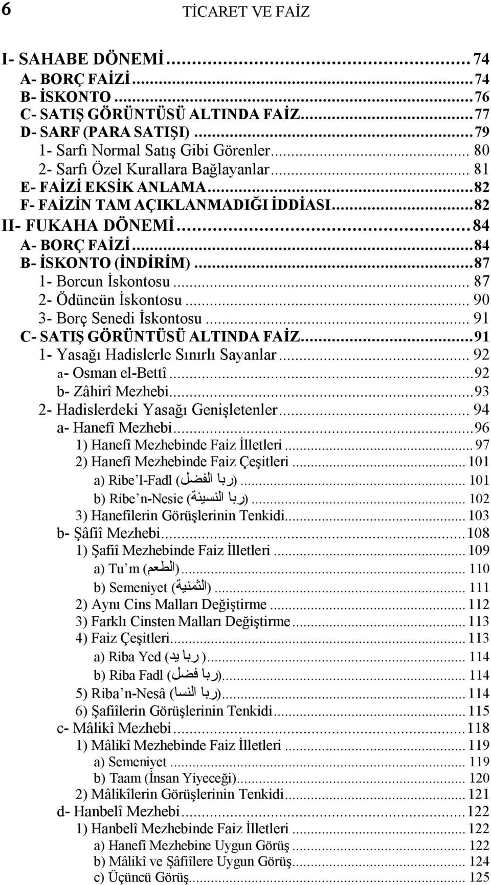 .. 87 2 Ödüncün İskontosu... 90 3 Borç Senedi İskontosu... 91 C SATIŞ GÖRÜNTÜSÜ ALTINDA FAİZ...91 1 Yasağı Hadislerle Sınırlı Sayanlar... 92 a Osman el Bettî...92 b Zâhirî Mezhebi.