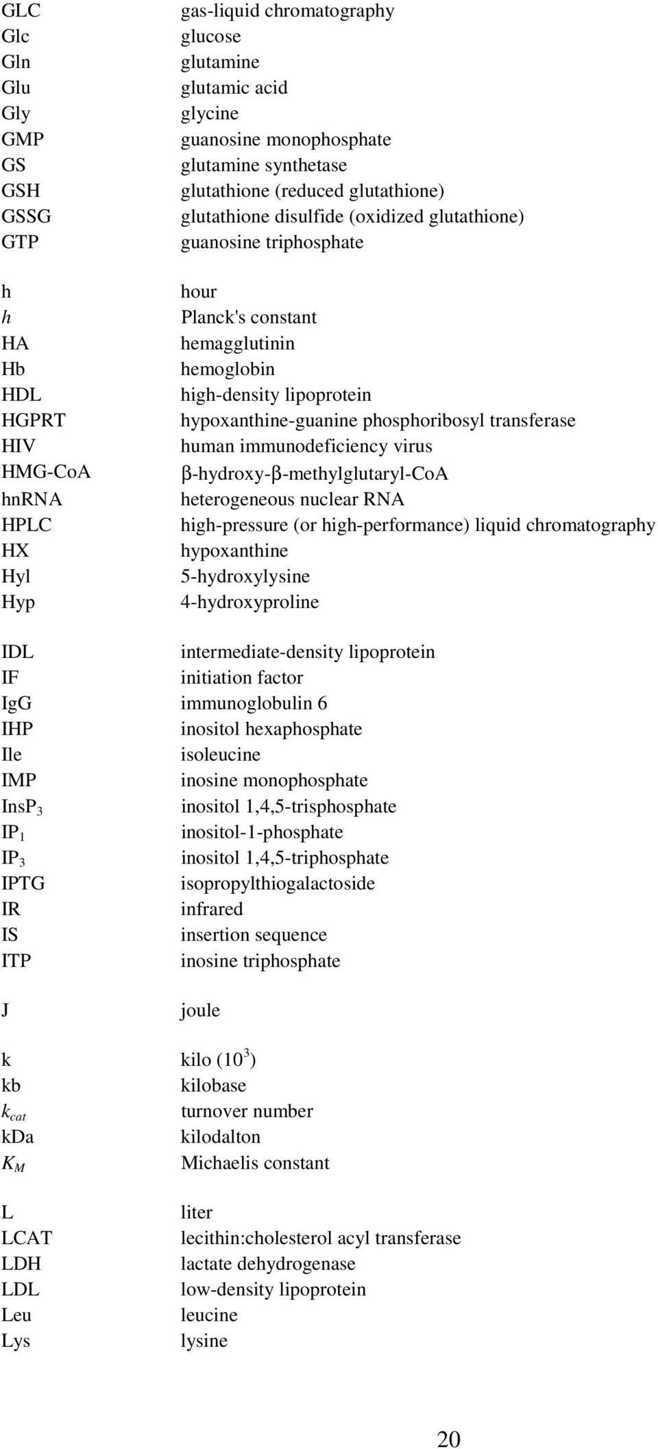 hypoxanthine-guanine phosphoribosyl transferase human immunodeficiency virus β-hydroxy-β-methylglutaryl-coa heterogeneous nuclear RNA high-pressure (or high-performance) liquid chromatography