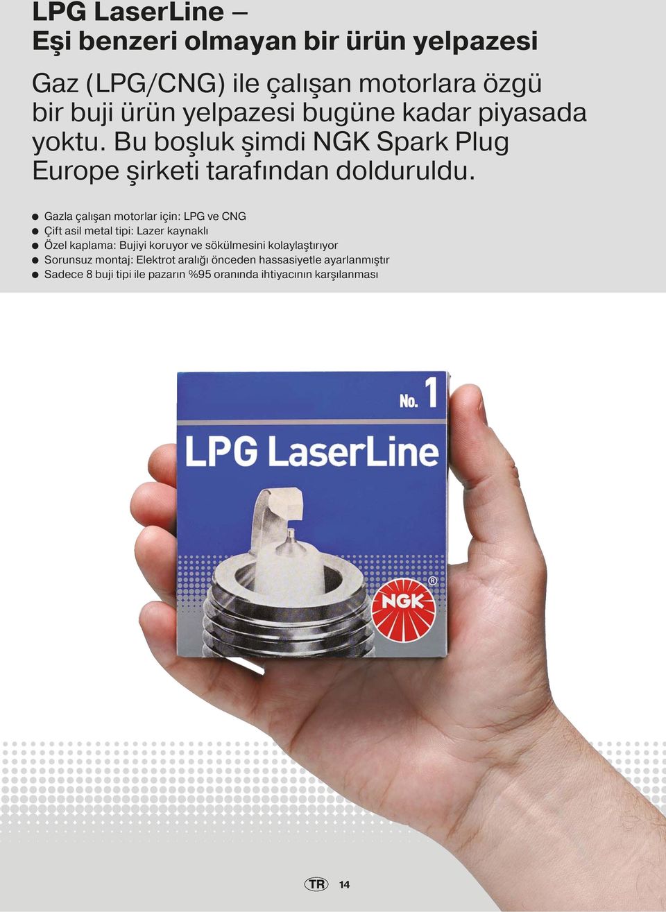 Gazla çalışan motorlar için: LPG ve CNG Çift asil metal tipi: Lazer kaynaklı Özel kaplama: Bujiyi koruyor ve sökülmesini