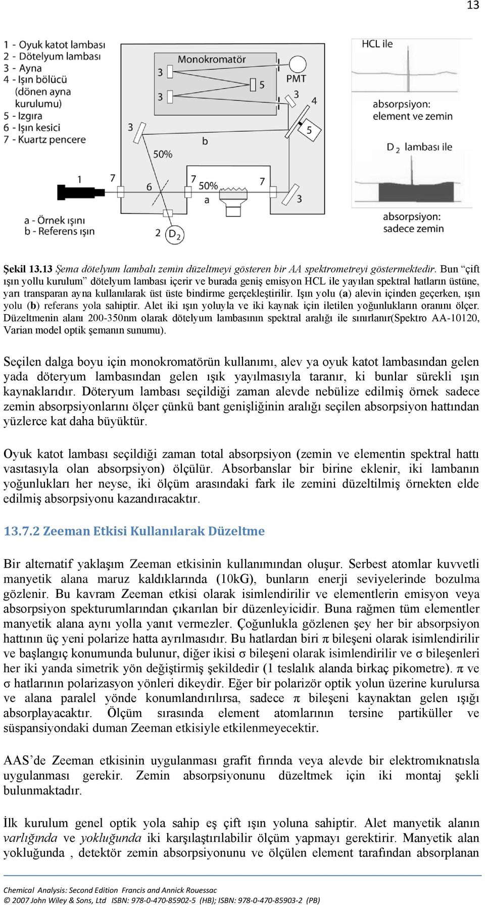 Işın yolu (a) alevin içinden geçerken, ışın yolu (b) referans yola sahiptir. Alet iki ışın yoluyla ve iki kaynak için iletilen yoğunlukların oranını ölçer.