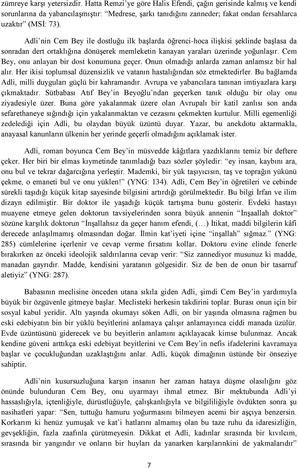 Adli nin Cem Bey ile dostluğu ilk başlarda öğrenci-hoca ilişkisi şeklinde başlasa da sonradan dert ortaklığına dönüşerek memleketin kanayan yaraları üzerinde yoğunlaşır.