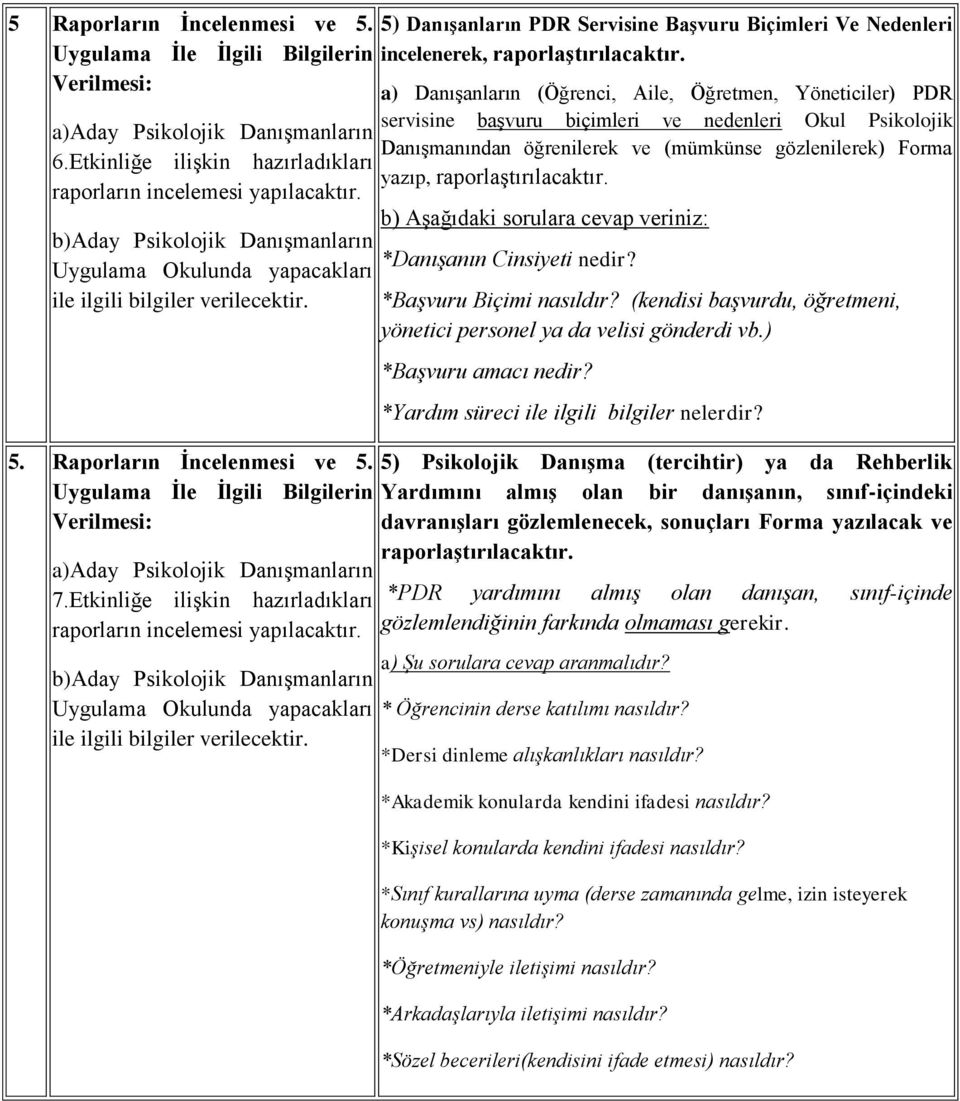 Uygulama İle İlgili Bilgilerin Verilmesi: a)aday Psikolojik Danışmanların 7.Etkinliğe ilişkin hazırladıkları raporların incelemesi yapılacaktır.