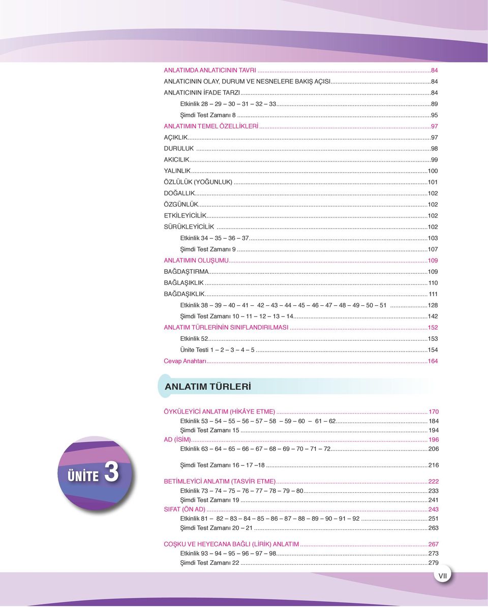 ..103 Şimdi Test Zamanı 9...107 ANLATIMIN OLUŞUMU...109 Bağdaştırma...109 Bağlaşıklık...110 Bağdaşıklık... 111 Etkinlik 38 39 40 41 42 43 44 45 46 47 48 49 50 51...128 Şimdi Test Zamanı 10 11 12 13 14.