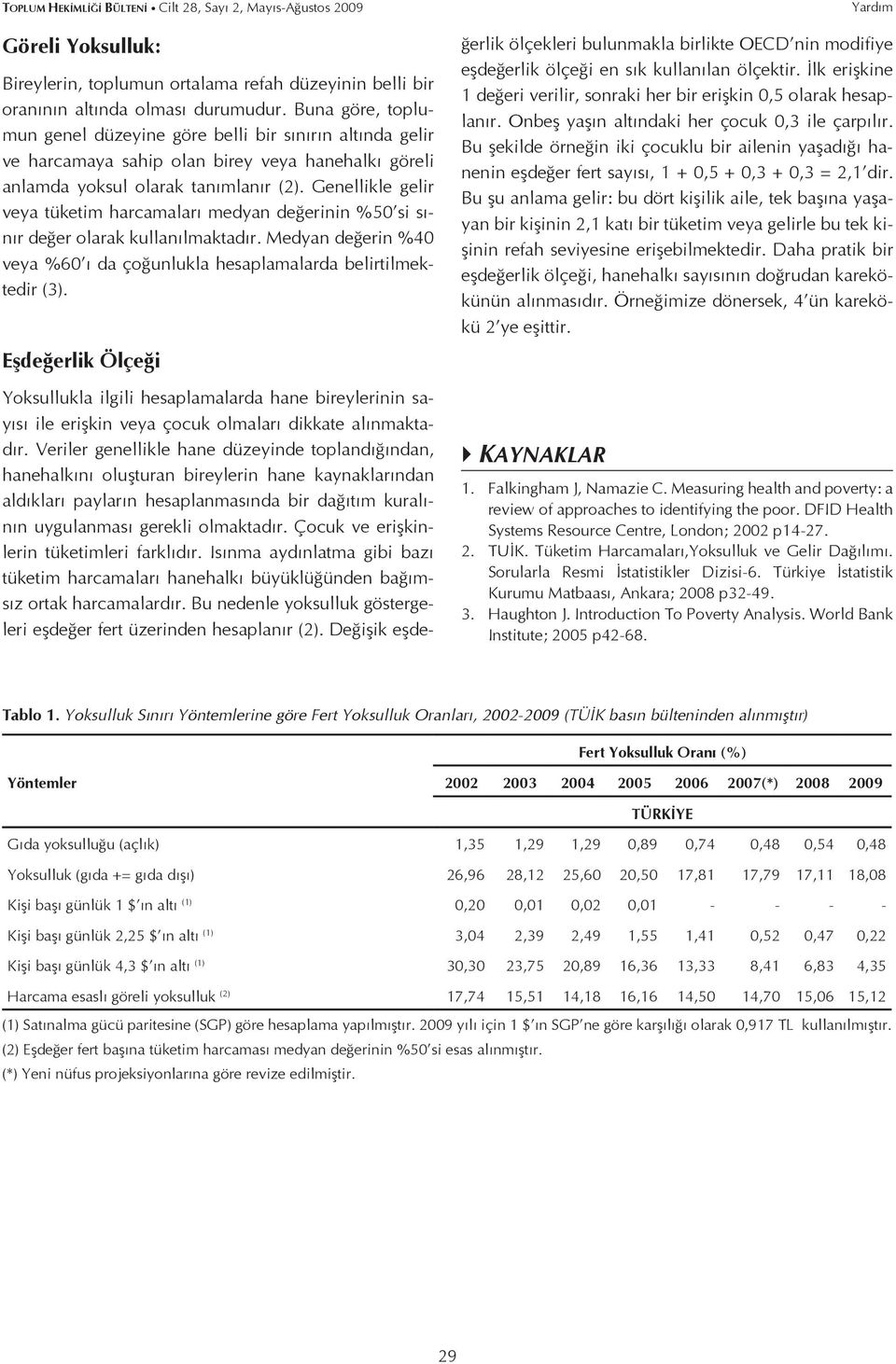 Genellikle gelir veya tüketim harcamaları medyan değerinin %50 si sınır değer olarak kullanılmaktadır. Medyan değerin %40 veya %60 ı da çoğunlukla hesaplamalarda belirtilmektedir (3).