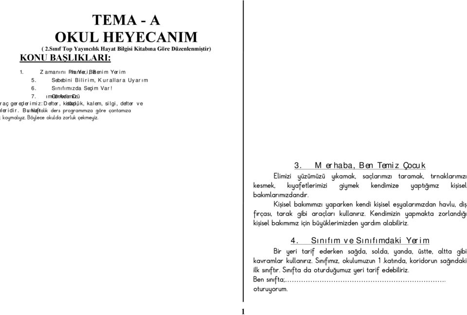 Dersimiz Beslenme 11. Kim, Nerede Başarılı? 12. Her Çiçek Başka Kokar 13. Seni Üzmek İstemezdim 14. Okul Eşyalarımız Ağlamasın 15. Trafikteyiz 16. Trafikte Neler Oluyor? 17. Sizi Tanımıyorum 18.