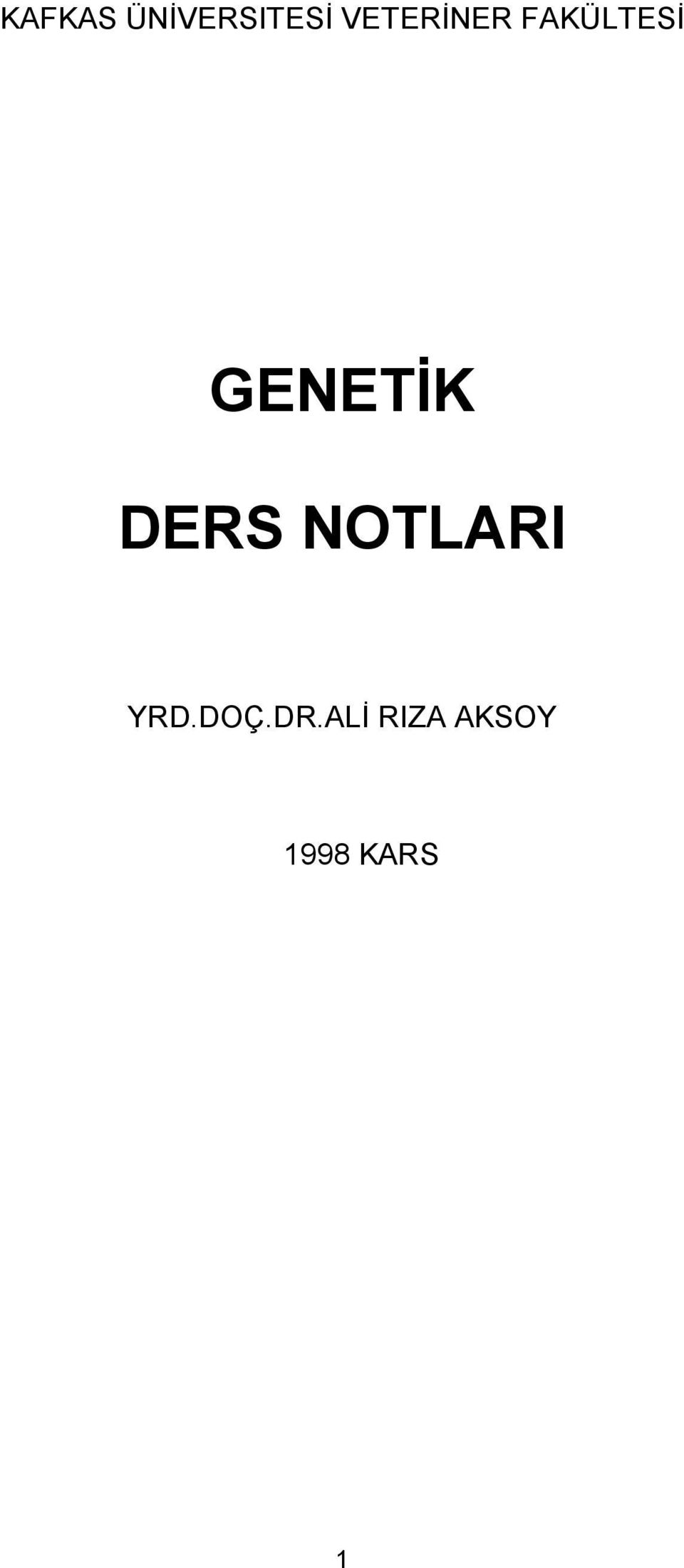 GENETİK DERS NOTLARI YRD.