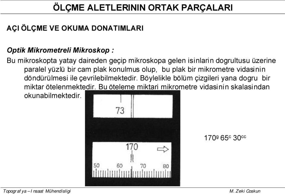 bu plak bir mikrometre vidasinin döndürülmesi ile çevrilebilmektedir.