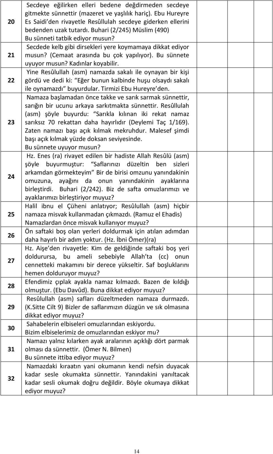 Secdede kelb gibi dirsekleri yere koymamaya dikkat ediyor musun? (Cemaat arasında bu çok yapılıyor). Bu sünnete uyuyor musun? Kadınlar koyabilir.