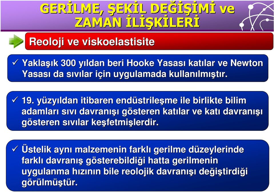 yüzyy zyıldan itibaren endüstrile strileşme ile birlikte bilim adamları sıvı davranışı gösteren katılar ve katı davranışı gösteren