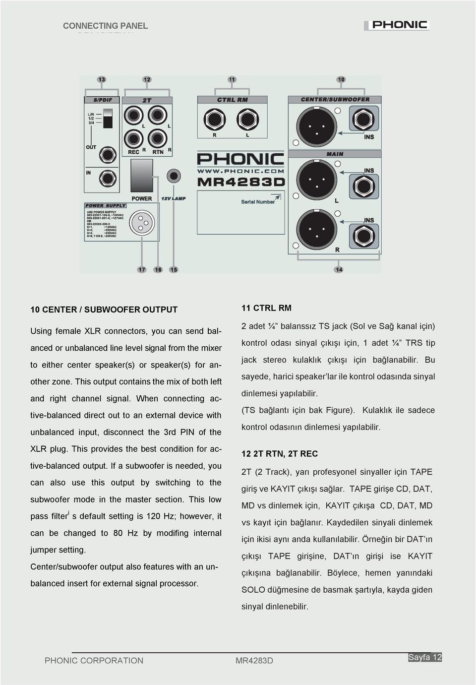 When connecting active-balanced direct out to an external device with unbalanced input, disconnect the 3rd PIN of the XLR plug. This provides the best condition for active-balanced output.