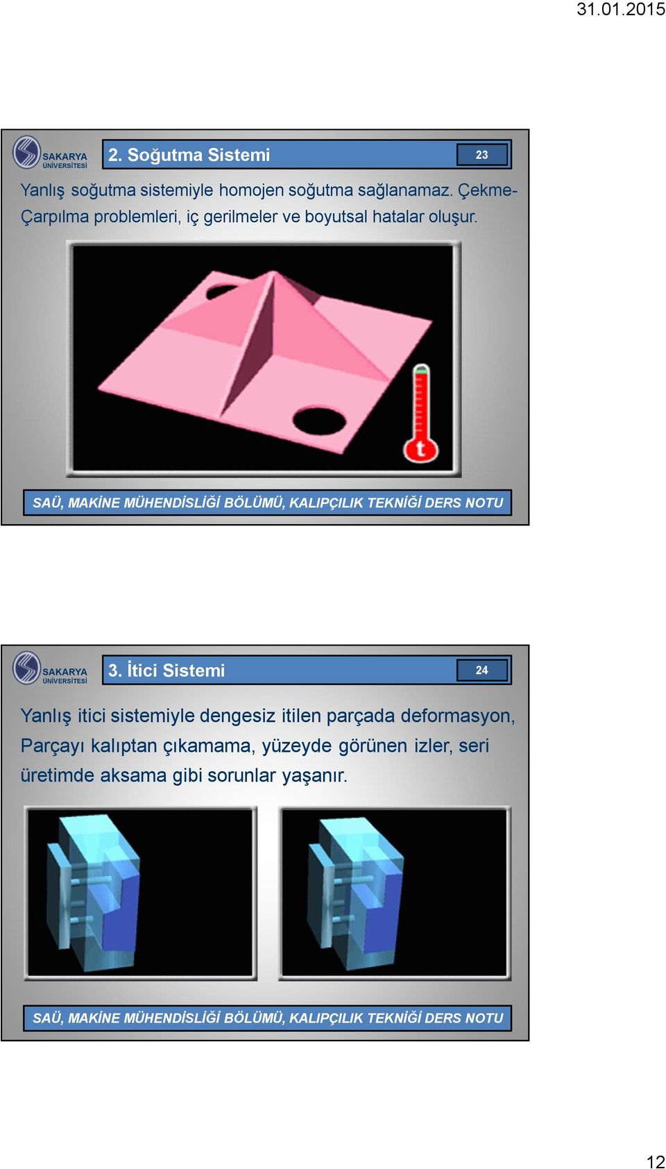 İtici Sistemi 24 Yanlış itici sistemiyle dengesiz itilen parçada deformasyon,