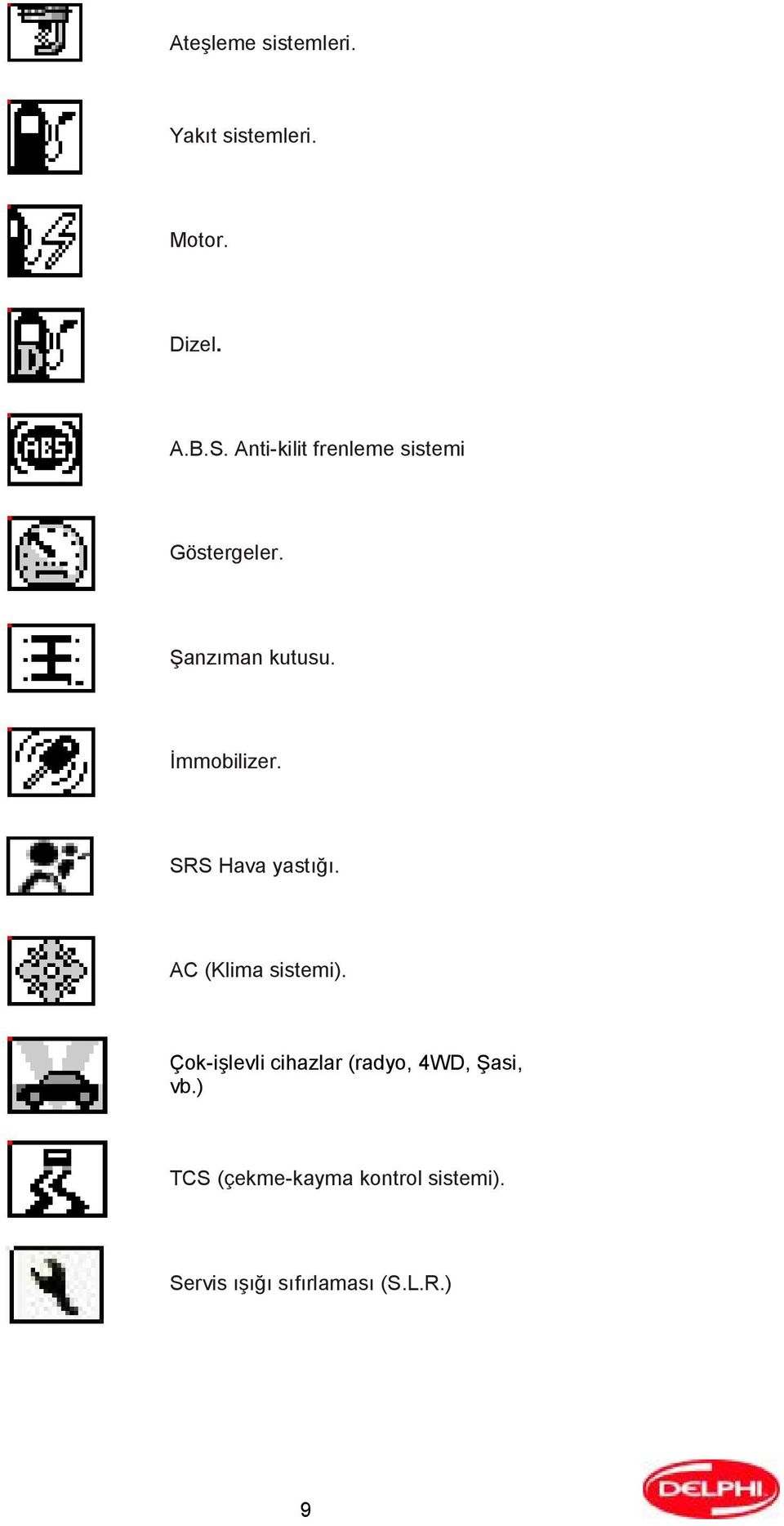 SRS Hava yastığı. AC (Klima sistemi).