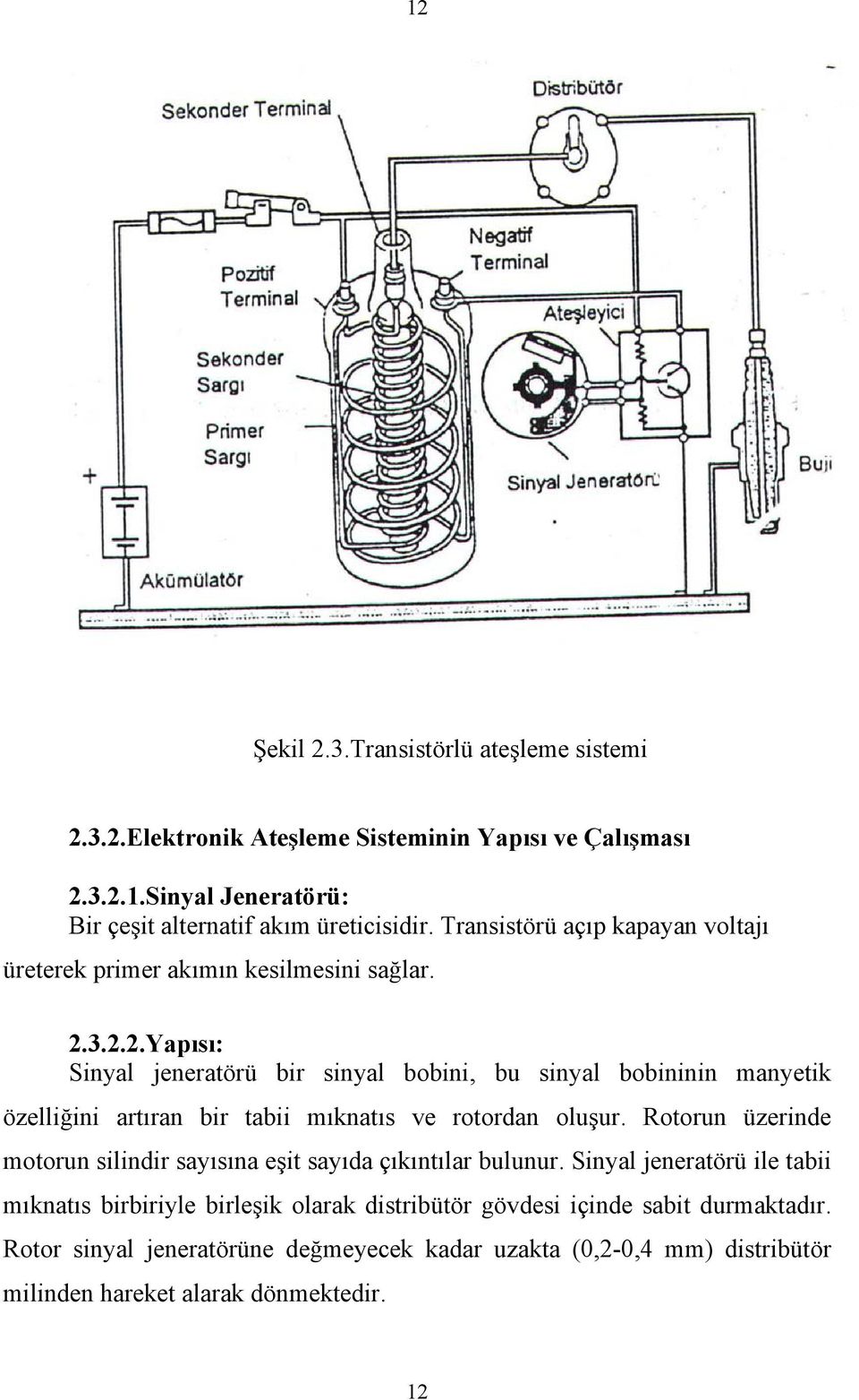 3.2.2.Yapısı: Sinyal jeneratörü bir sinyal bobini, bu sinyal bobininin manyetik özelliğini artıran bir tabii mıknatıs ve rotordan oluşur.