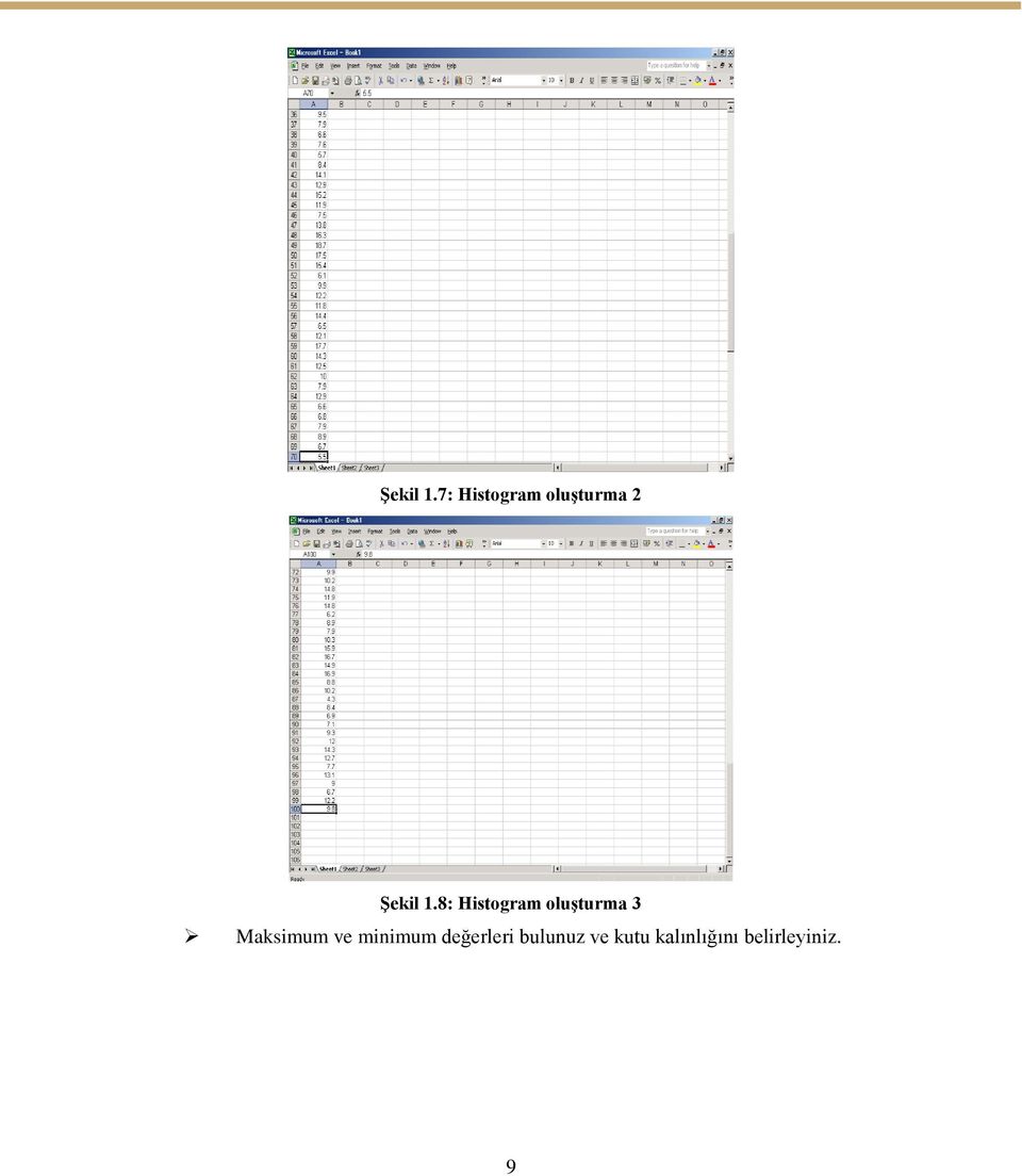 Histogram oluģturma 3 Maksimum ve