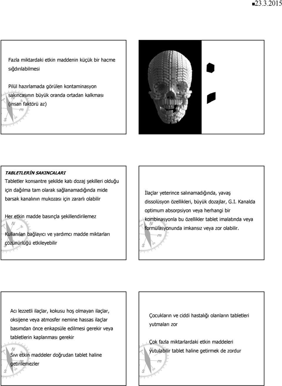 Kullanılan bağlayıcı ve yardımcı madde miktarları çözünürlüğü etkileyebilir İlaçlar yeterince salınamadığında, yavaş dissolüsyon özellikleri, büyük dozajlar, G.I.