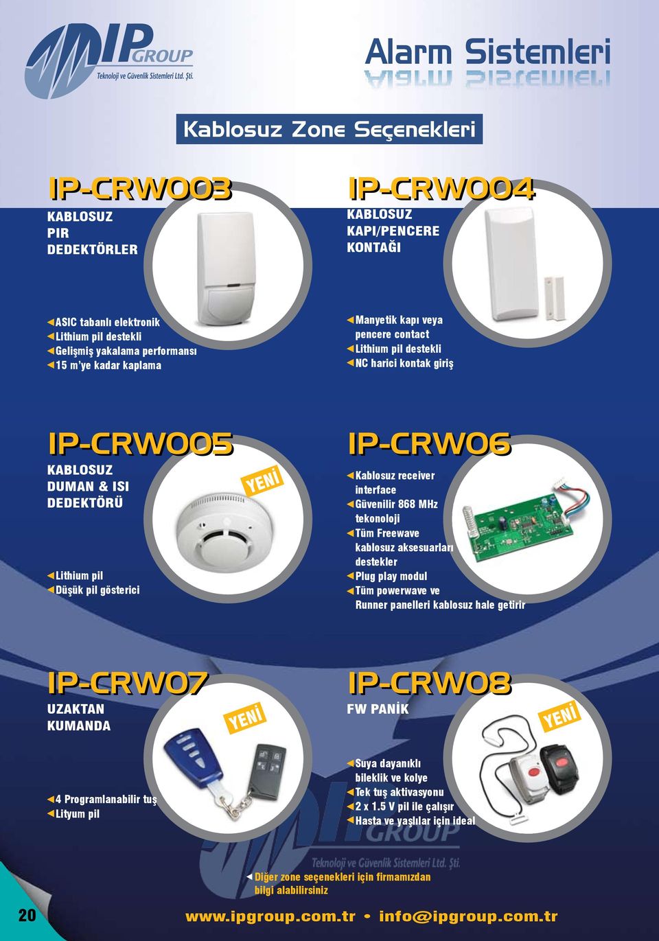 MHz tekonoloji Tüm Freewave kablosuz aksesuarları destekler Plug play modul Tüm powerwave ve Runner panelleri kablosuz hale getirir IP-CRW07 UZAKTAN KUMANDA YENİ IP-CRW08 FW PANİK YENİ 4