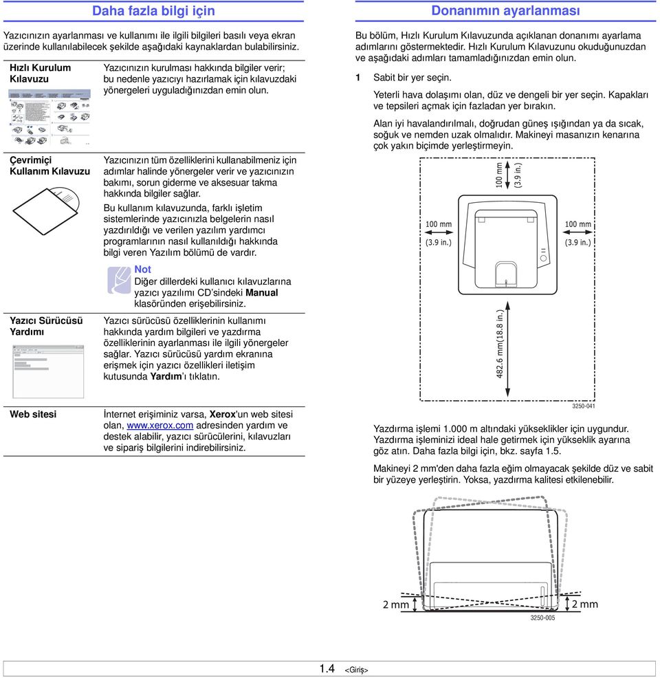 Hızlı Kurulum Kılavuzu quick install guide 1 2 1 2 3 3 1 2 3 Çevrimiçi Kullanım Kılavuzu Yazıcı Sürücüsü Yardımı 4 5 Yazıcınızın kurulması hakkında bilgiler verir; bu nedenle yazıcıyı hazırlamak için