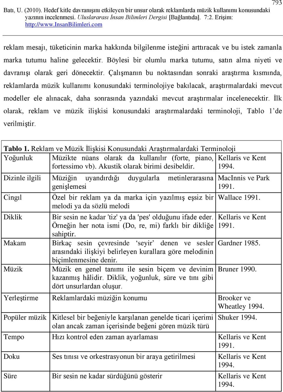 Çalışmanın bu noktasından sonraki araştırma kısmında, reklamlarda müzik kullanımı konusundaki terminolojiye bakılacak, araştırmalardaki mevcut modeller ele alınacak, daha sonrasında yazındaki mevcut