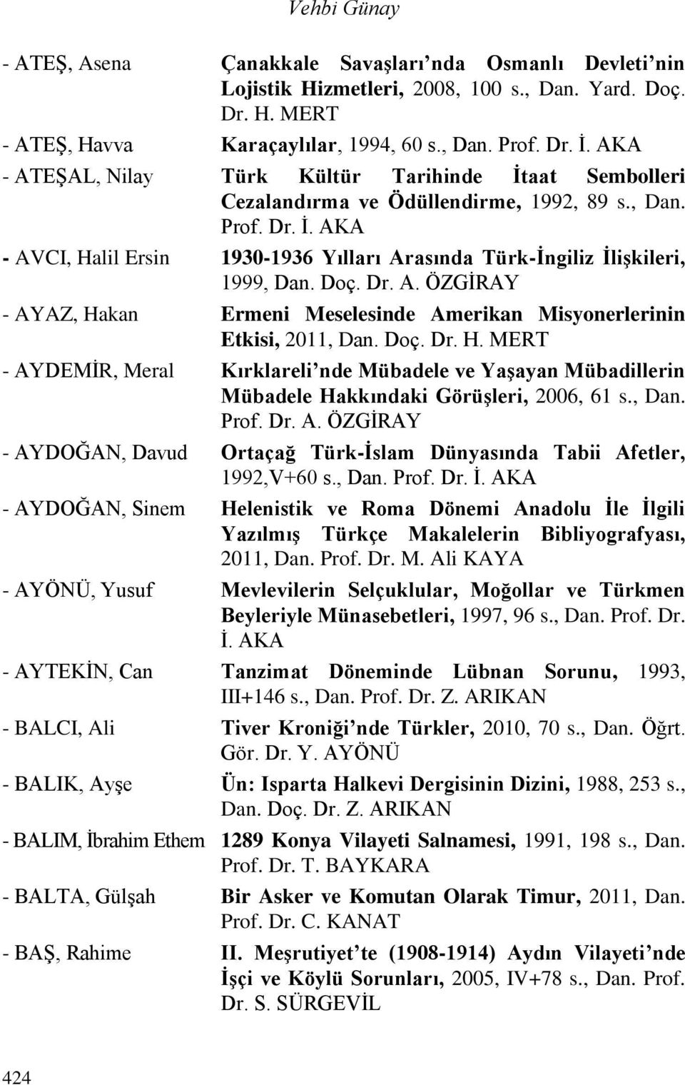 Doç. Dr. A. ÖZGİRAY - AYAZ, Hakan Ermeni Meselesinde Amerikan Misyonerlerinin Etkisi, 2011, Dan. Doç. Dr. H. MERT - AYDEMİR, Meral Kırklareli nde Mübadele ve Yaşayan Mübadillerin Mübadele Hakkındaki Görüşleri, 2006, 61 s.