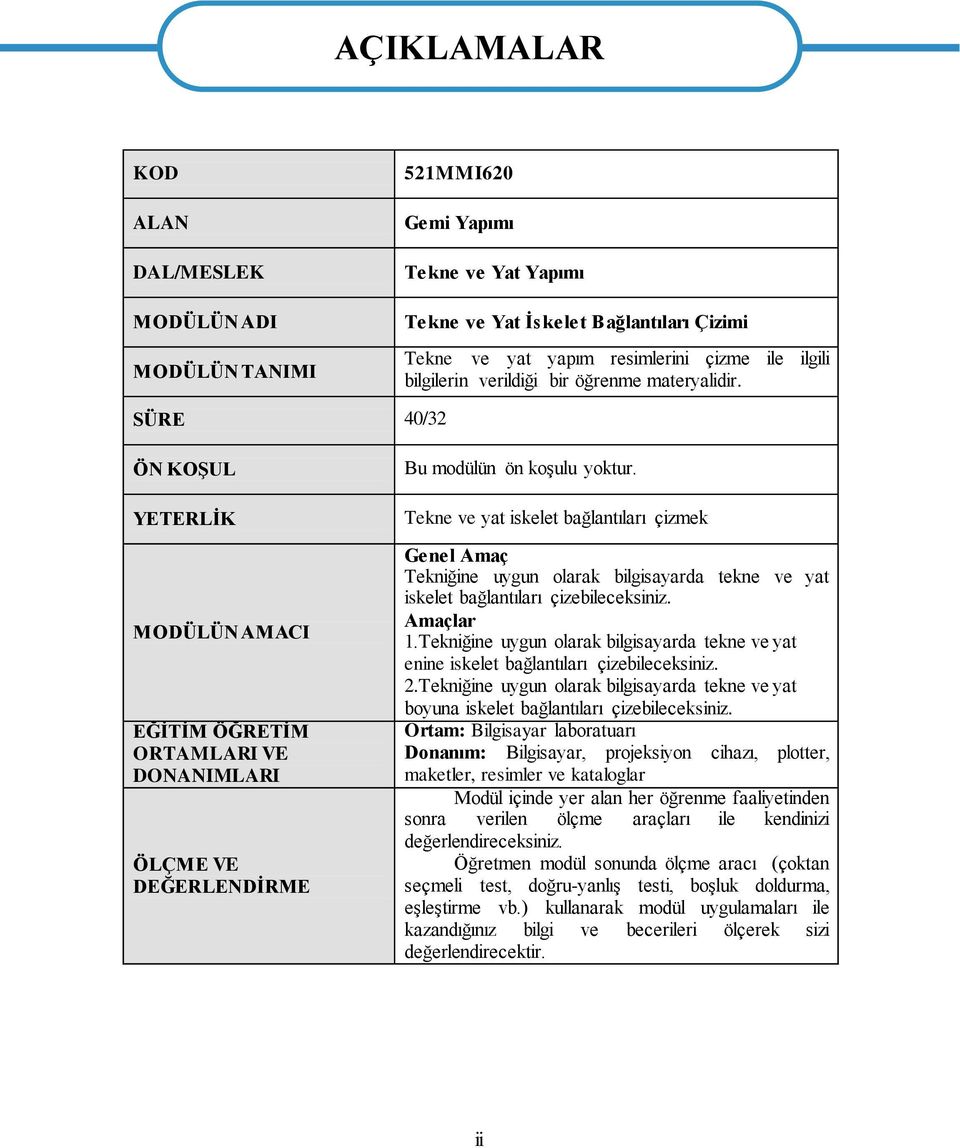 Tekne ve yat iskelet bağlantıları çizmek Genel Amaç Tekniğine uygun olarak bilgisayarda tekne ve yat iskelet bağlantıları çizebileceksiniz. Amaçlar 1.