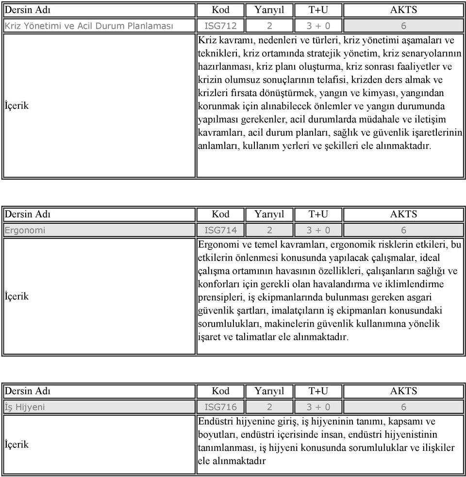 önlemler ve yangın durumunda yapılması gerekenler, acil durumlarda müdahale ve iletişim kavramları, acil durum planları, sağlık ve güvenlik işaretlerinin anlamları, kullanım yerleri ve şekilleri ele