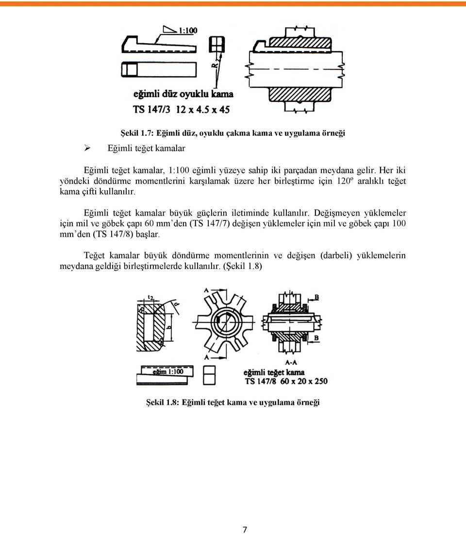 Eğimli teğet kamalar büyük güçlerin iletiminde kullanılır.