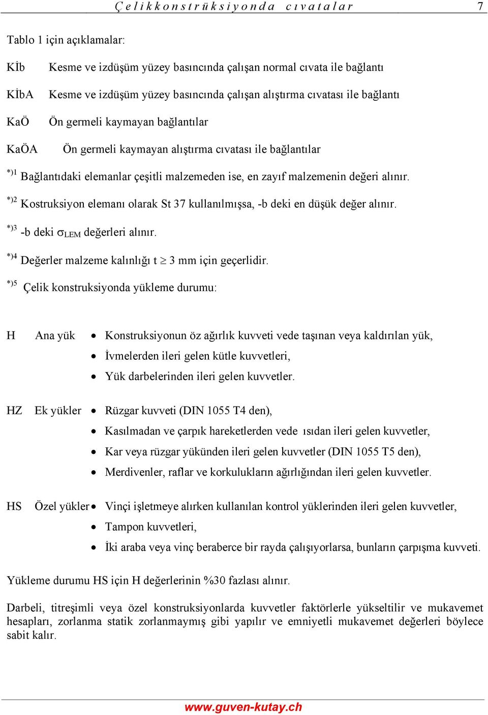 *) Kostruksiyon elemanı olarak St 37 kullanılmışsa, -b deki en düşük değer alınır. *)3 -b deki σ EM değerleri alınır. *)4 Değerler malzeme kalınlığı t 3 mm için geçerlidir.