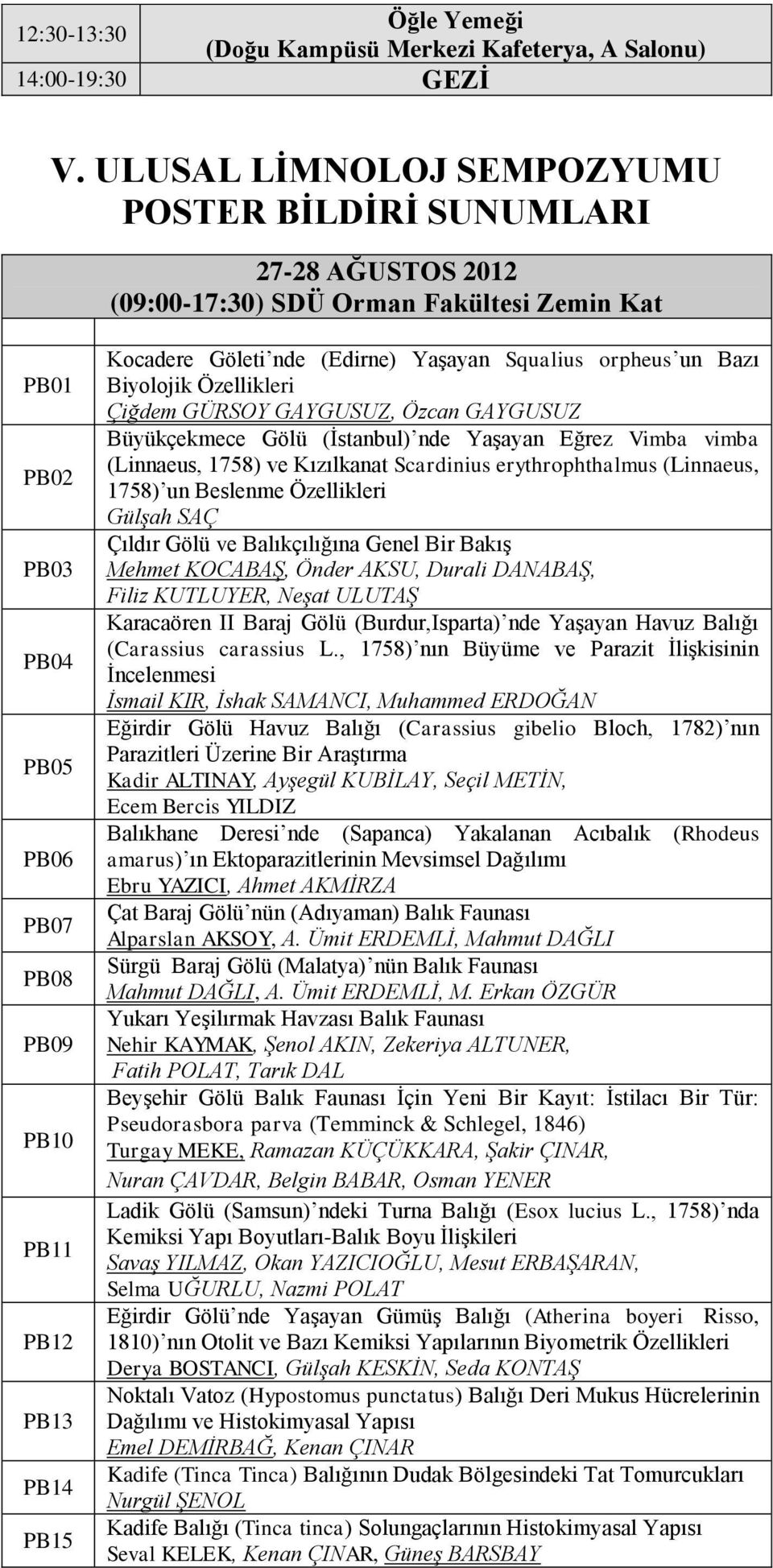 Göleti nde (Edirne) Yaşayan Squalius orpheus un Bazı Biyolojik Özellikleri Çiğdem GÜRSOY GAYGUSUZ, Özcan GAYGUSUZ Büyükçekmece Gölü (İstanbul) nde Yaşayan Eğrez Vimba vimba (Linnaeus, 1758) ve