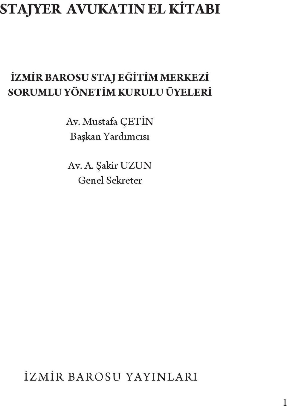 Av. Mustafa ÇETİN Başkan Yardımcısı Av