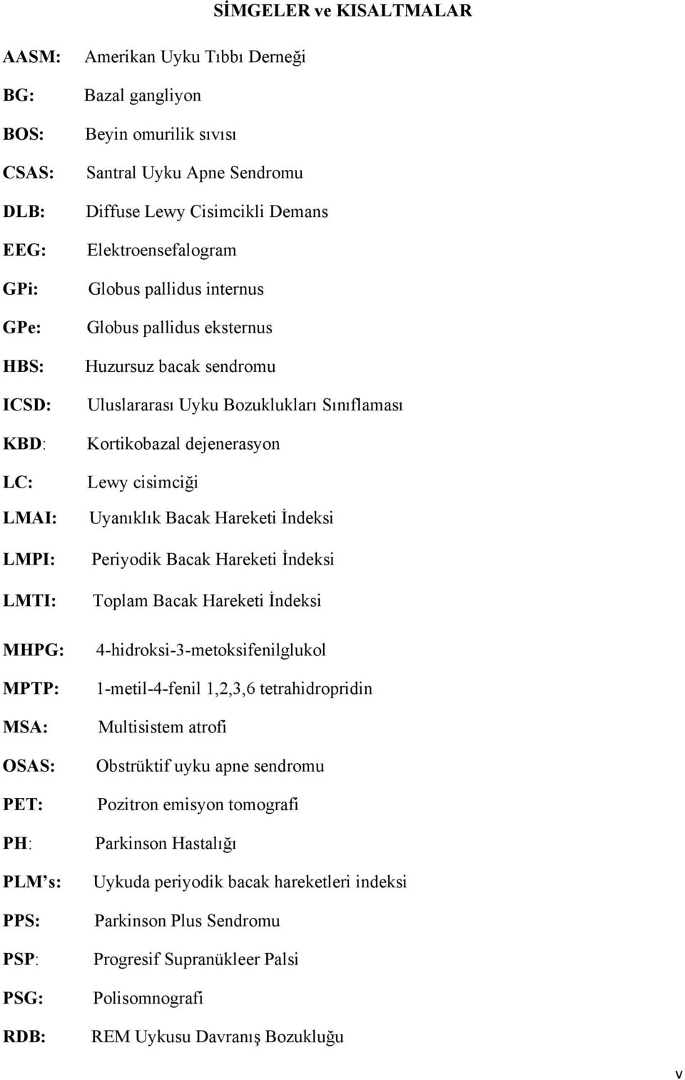 Uyku Bozuklukları Sınıflaması Kortikobazal dejenerasyon Lewy cisimciği Uyanıklık Bacak Hareketi İndeksi Periyodik Bacak Hareketi İndeksi Toplam Bacak Hareketi İndeksi 4-hidroksi-3-metoksifenilglukol