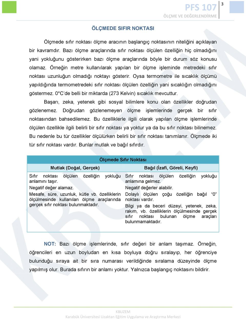 Örneğin metre kullanılarak yapılan bir ölçme işleminde metredeki sıfır noktası uzunluğun olmadığı noktayı gösterir.