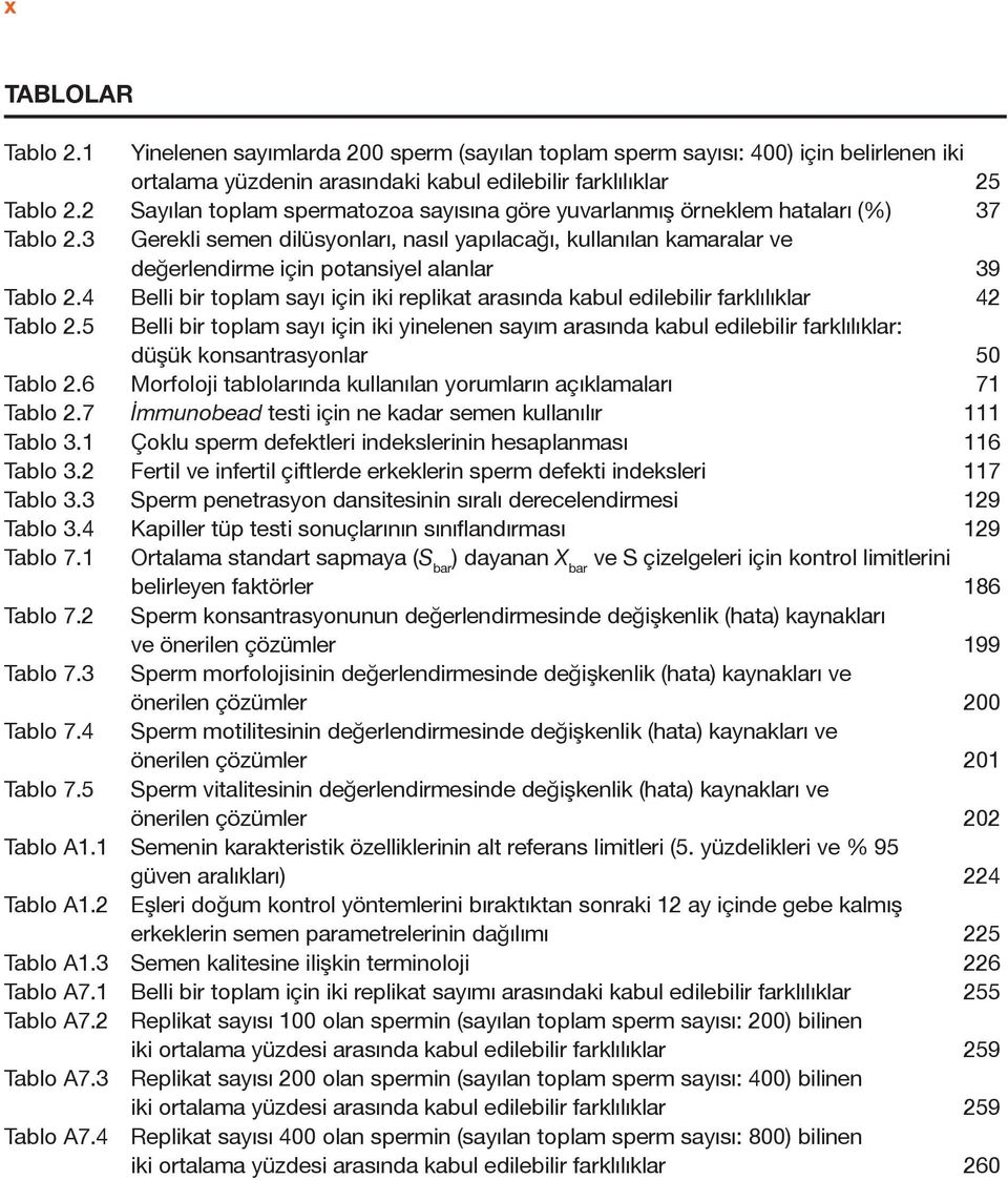 3 Gerekli semen dilüsyonları, nasıl yapılacağı, kullanılan kamaralar ve değerlendirme için potansiyel alanlar 39 Tablo 2.