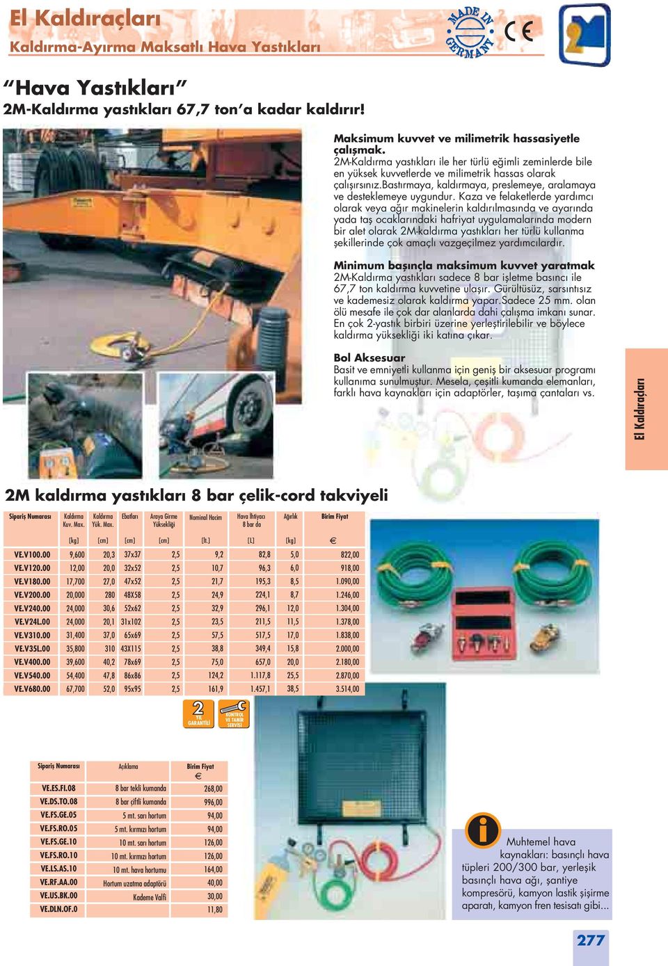 Kaza ve felaketlerde yard mc olarak veya a r maknelern kald r lmas nda ve ayar nda yada tafl ocaklar ndak hafryat uygulamalar nda modern br alet olarak Mkald rma yast klar her türlü kullanma