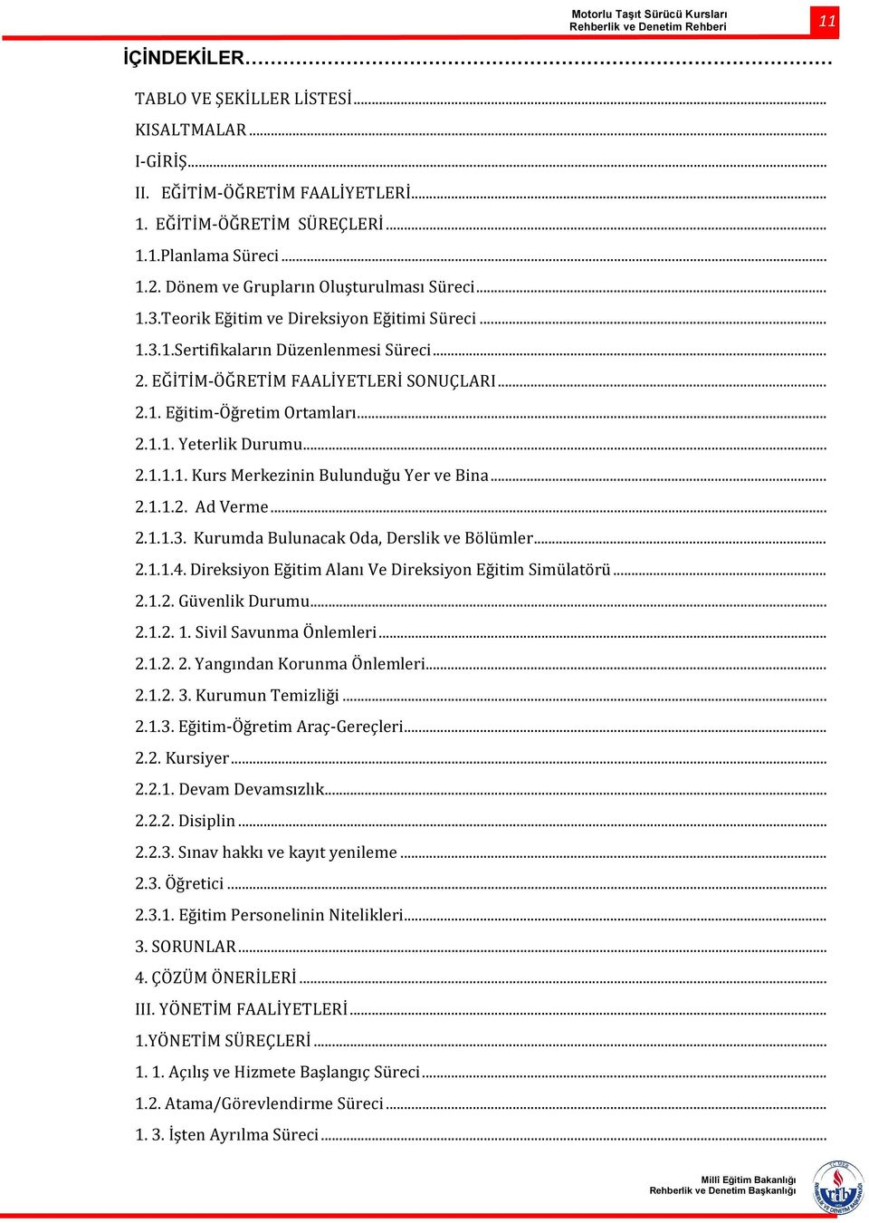 .. 2.1.1. Yeterlik Durumu... 2.1.1.1. Kurs Merkezinin Bulunduğu Yer ve Bina... 2.1.1.2. Ad Verme... 2.1.1.3. Kurumda Bulunacak Oda, Derslik ve Bölümler... 2.1.1.4.