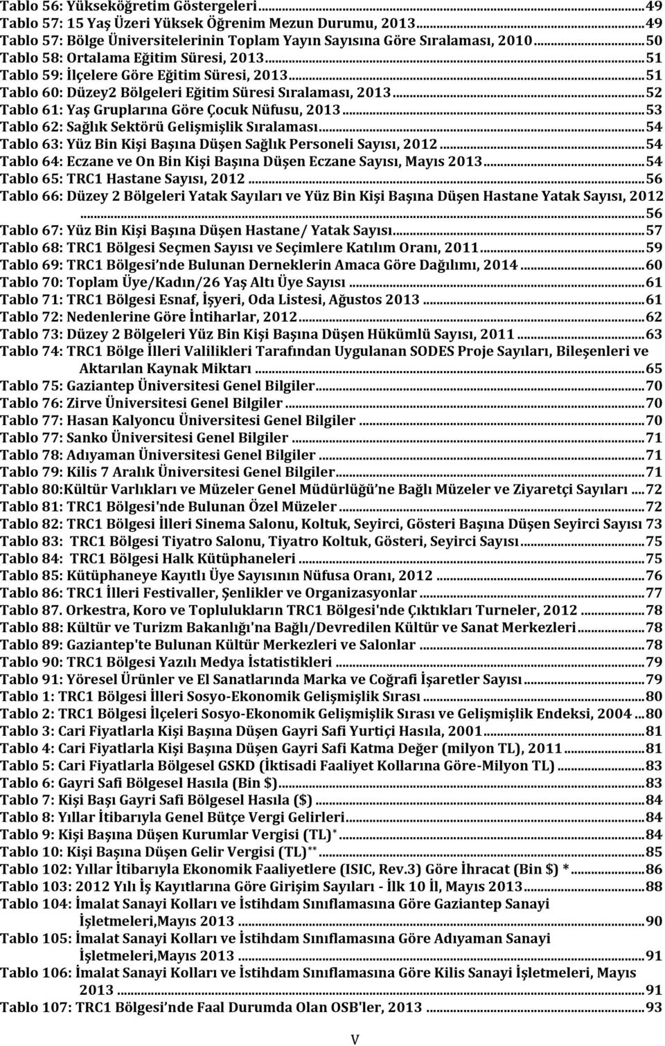 .. 52 Tablo 61: Yaş Gruplarına Göre Çocuk Nüfusu, 2013... 53 Tablo 62: Sağlık Sektörü Gelişmişlik Sıralaması... 54 Tablo 63: Yüz Bin Kişi Başına Düşen Sağlık Personeli Sayısı, 2012.