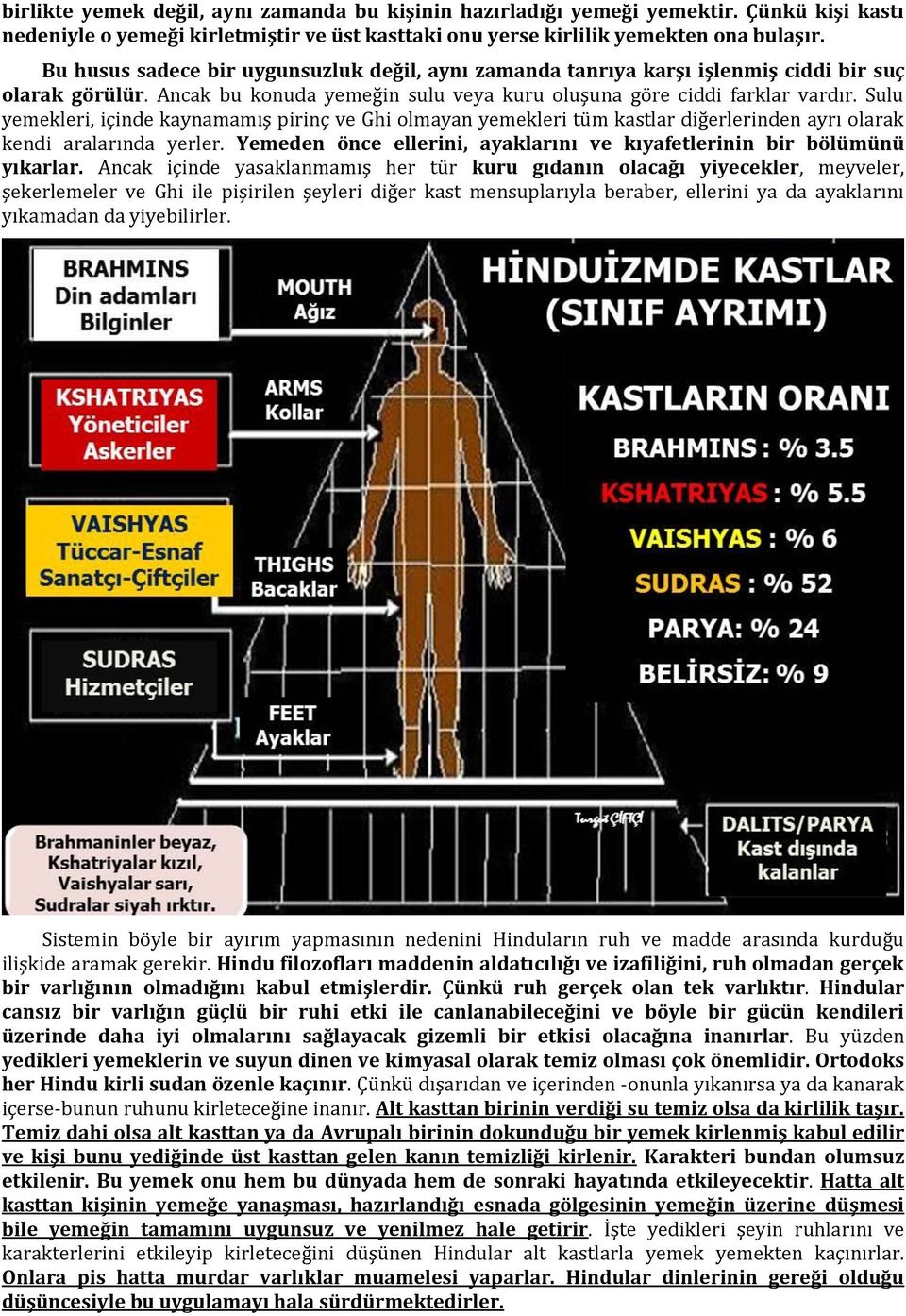 Sulu yemekleri, içinde kaynamamış pirinç ve Ghi olmayan yemekleri tüm kastlar diğerlerinden ayrı olarak kendi aralarında yerler.