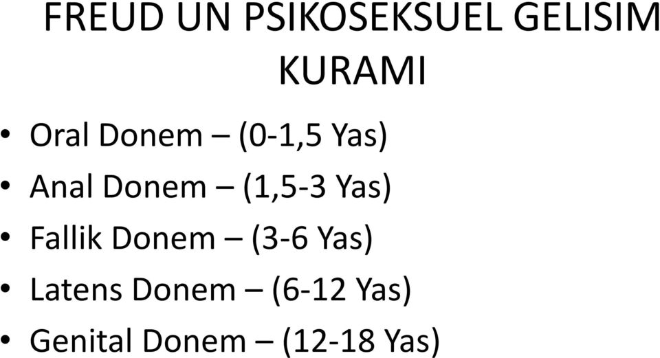 (1,5-3 Yas) Fallik Donem (3-6 Yas)